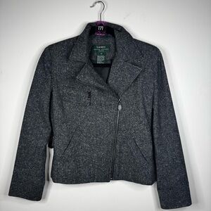 #171 LAUREN RALPH LAUREN |Sz. 4P |Women's Charcoal Tweed Moto Biker Blazer
